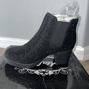 Black booties bedazzled black